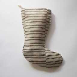Neutral Linen Christmas Stockings With Personalization, Block Printed Holiday Stocking Modern Farmhouse Decor - thumbnail 4