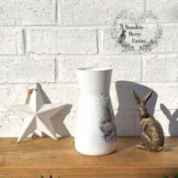 Glass Vase West Highland Terrier Westie Lavender Flowers Dog Decor Decoupaged Decorative Handmade - thumbnail 3