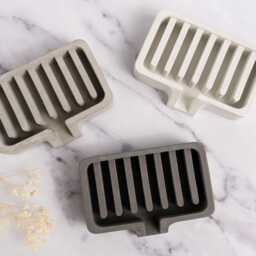 Modern Concrete Soap Dish Bathroom Tray, Draining Design - thumbnail 3