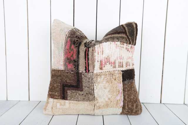 Handmade Turkish Kilim Pillow Cover Vintage Anatolian Cushion - 16x16 - image 1