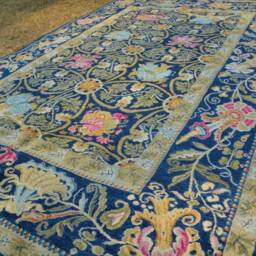 Free Ship 6 X 9 Ft Beautiful Green With Blue Combination Floral Pattern Flower Design Washable Natural Dye Carpet - thumbnail 2