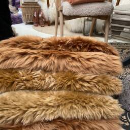 Beautiful Caramel Coloured Sheepskin Rug Throw , Butterscotch Honey Beige Genuine Superior Eco Sheepskin, Chair Cover With Ties Chris - thumbnail 3