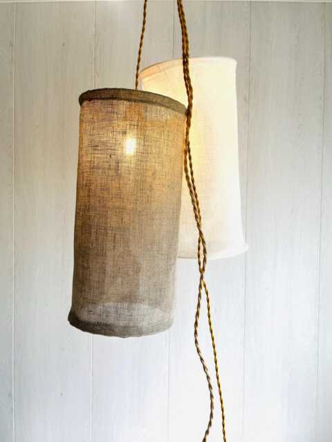 Linen Pendant Lampshade Sans Oatmeal, Minimalist Lighting, Simple Cylinder Light - image 1