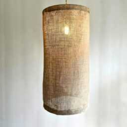 Linen Pendant Lampshade Sans Oatmeal, Minimalist Lighting, Simple Cylinder Light - thumbnail 2