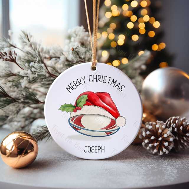 Rugby Christmas Tree Decoration, Personalised Bauble, Sports Decoration - image 1