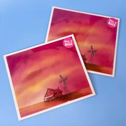 Courage The Cowardly Dog Print Pink Sunset Farmhouse Watercolor Art - thumbnail 3
