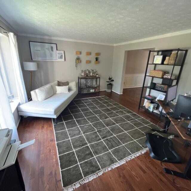 Green Moroccan Wool Checkered Rug, Hand Knotted Grid Design - image 1