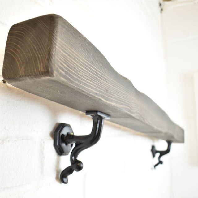 Handrail/Bannister Rail - Wood & Wrought Iron Timber 7cm X Main Image Black Ebony Irregular Design Driftwood Style Chunky - image 1