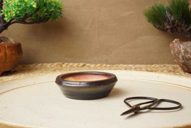 Handmade Mottled Blue Orange Mame Bonsai Pot. G1587 - image 1