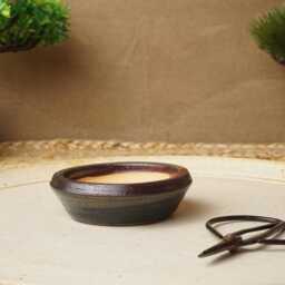 Handmade Mottled Blue Orange Mame Bonsai Pot. G1587 - thumbnail 2