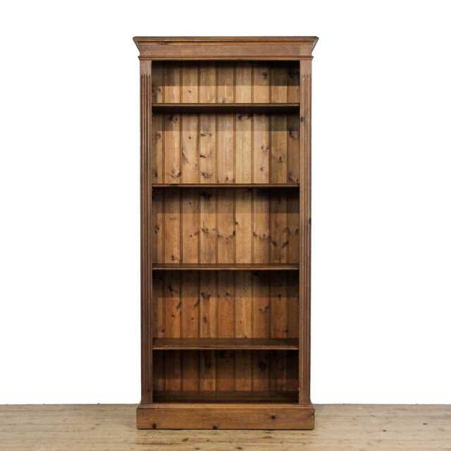 Vintage Stained Pine Open Bookcase - Storage Furniture Large - M-6573 - image 1