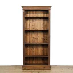 Vintage Stained Pine Open Bookcase - Storage Furniture Large - M-6573 - thumbnail 1