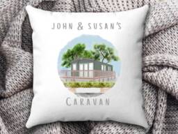 Caravan Gifts, Personalised Grandparent Static Caravan, Grandma & Grandad Gift, Nana From Grandchildren, Cushion, Nan - thumbnail 1