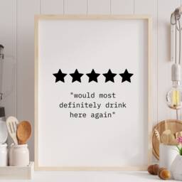 Funny Kitchen Prints, Wall Prints, Would Drink Here Again, Quote Poster, Gifts, Typography Print, Text Prints - thumbnail 2