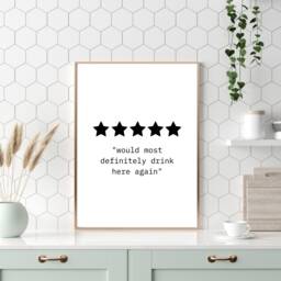 Funny Kitchen Prints, Wall Prints, Would Drink Here Again, Quote Poster, Gifts, Typography Print, Text Prints - thumbnail 1