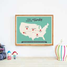 Personalized Gift, Long Distance Family Map, Gift For Parents, Grandparent Gifts, Usa Map - thumbnail 2
