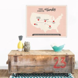 Personalized Gift, Long Distance Family Map, Gift For Parents, Grandparent Gifts, Usa Map - thumbnail 3