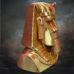 Pharaoh Of Stone Moai Kheops Bust Sculpture, Home Office Decor Desk Accessories Office Decor Easter Island - thumbnail 2