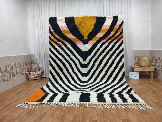 Custom Boujad Wool Rug - Handmade Moroccan Carpet, Bohemian Home Decor - image 1