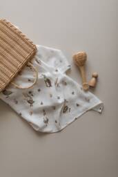 Vintage Duck Swaddle, Family Muslin Blanket, Brown Ducks Naturel Color Baby Organic Blanket