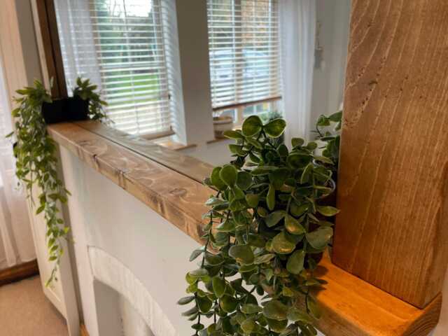 Farmhouse Mirror With Shelf - English Oak Waxed Wood - image 1