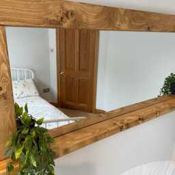 Farmhouse Mirror With Shelf - English Oak Waxed Wood - thumbnail 4