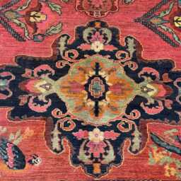 Handmade Rug 5x11.5 Ft, Vibrant Floral Red Runner Rug, Large Wool For Hallway, Antique Bird Medallion Maxi Boho Kitchen Rug - thumbnail 2
