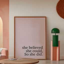 She Believed Could Print Pink Home Decor, Girls Room Art - thumbnail 3