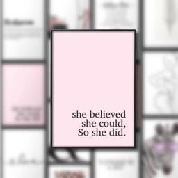 She Believed Could Print Pink Home Decor, Girls Room Art - thumbnail 2