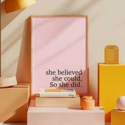 She Believed Could Print Pink Home Decor, Girls Room Art - thumbnail 1