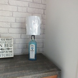 70Cl Bombay Sapphire Gin Bottle - Upcycled Table Lamp Without Lampshade - 3Amp UK Electrical Plug With On/Off Switch - thumbnail 2