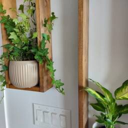 Rustic Wood Box Shelves Long Wall Decor, Plant Display - Set Of 2 - thumbnail 2