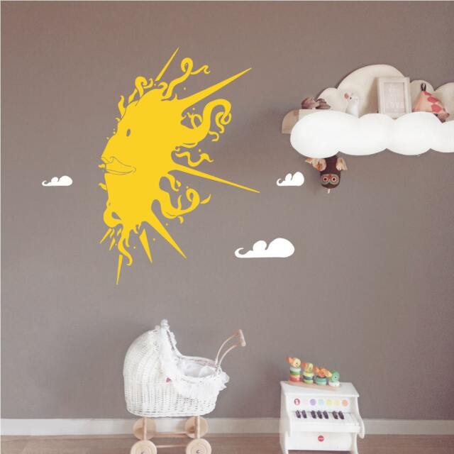 Sun & Clouds Vinyl Wall Decal - Whimsical Nursery Art - image 1