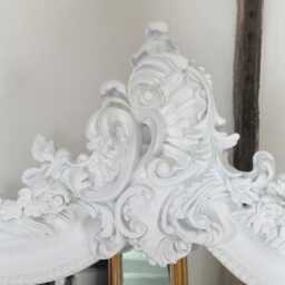 statement Arched Large Scroll French Pure Matte White Shabby Chic Arch Over Mantle Hall Console Ornate Wall Leaner Mirror 5Ft - thumbnail 3