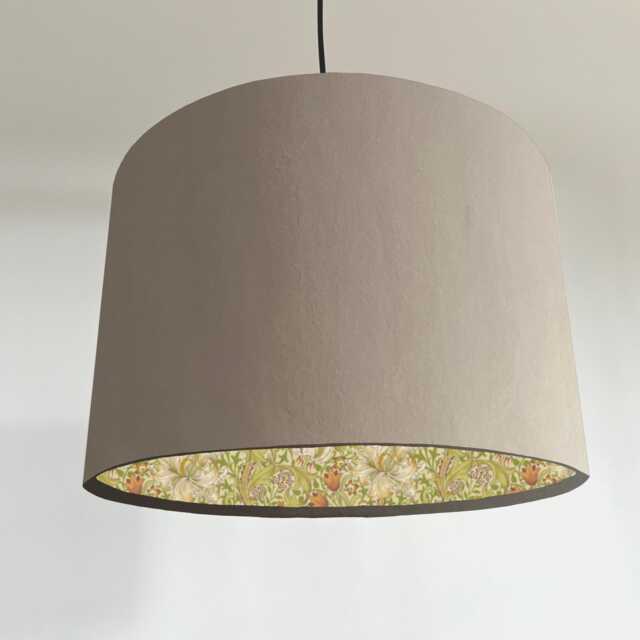 Cream Velvet Drum Lampshade/ Ceiling Shade William Morris Golden Lily Corn Interior - image 1