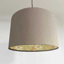 Cream Velvet Drum Lampshade/ Ceiling Shade William Morris Golden Lily Corn Interior