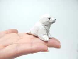 White Seal Wooden Figurine - Hand-Carved Baby Rustic Animal Decor