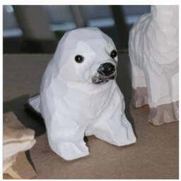 White Seal Wooden Figurine - Hand-Carved Baby Rustic Animal Decor - thumbnail 3