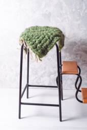 Green Seat Cushion, Floor Seating, Saddle Scandinavian Stool Cushion Handwoven, Modern Style Chair Cushion - thumbnail 1