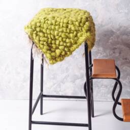 Green Seat Cushion, Floor Seating, Saddle Scandinavian Stool Cushion Handwoven, Modern Style Chair Cushion - thumbnail 2