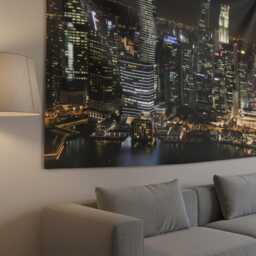 Night City View Tapestry, Urban Skyline Wall Hanging, Polyester Art For Room Decor, Backdrop Bedroom, All Sizes - thumbnail 3