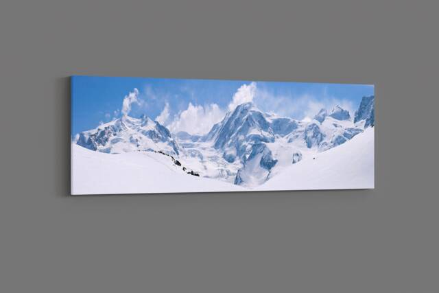 Swiss Alps Mountain Range Canvas Picture Print. Blues & Whites Refreshing Snow Ski - image 1