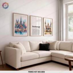Peterborough Poster Prints - Set Of 3 Posters - England Travel Wall Art North UK Home Decor Artwork Gifts Watercolour Painting Design - thumbnail 1