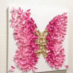 Butterfly Canvas Wall Art Gold & Pink Ombre, Nursery Decor - thumbnail 3