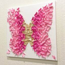 Butterfly Canvas Wall Art Gold & Pink Ombre, Nursery Decor - thumbnail 2