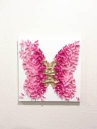 Butterfly Canvas Wall Art Gold & Pink Ombre, Nursery Decor - thumbnail 1