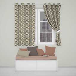Elegant Cream Peach Floral Bouquet Seamless Pattern Readymade Eyelet Ring Top Thermal 100% Blackout Curtains