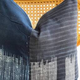 Indigo Neutral Tribal Hemp Hand Woven Natural Dye Color Lumbar Pillow Cover - thumbnail 2
