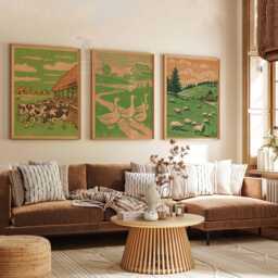 Rustic Farmhouse Prints Set, Vintage Country Landscape Posters - thumbnail 3