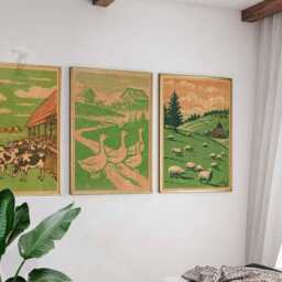 Rustic Farmhouse Prints Set, Vintage Country Landscape Posters - thumbnail 2